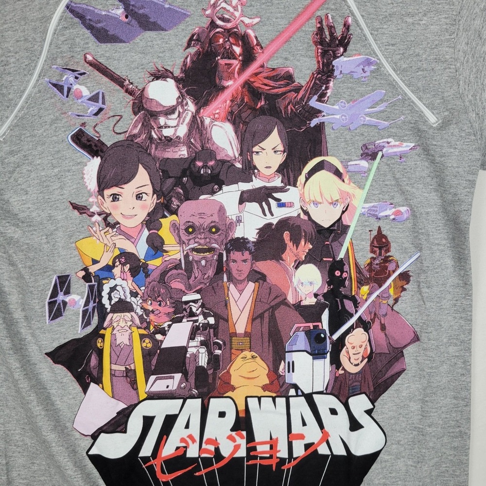 Star‎ Wars Anime Mad Engine JZips Gray Womens M TShirt Chemo Port Access Zipper